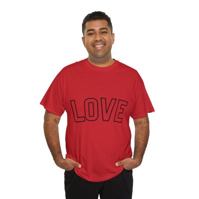 Bold Red LOVE Statement Tee Gildan 5000 T-Shirt - Image 7