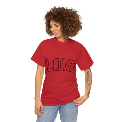 Bold Red LOVE Statement Tee Gildan 5000 T-Shirt - Image 2