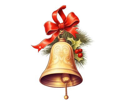 Cheerful Christmas Bell Clipart - High Quality