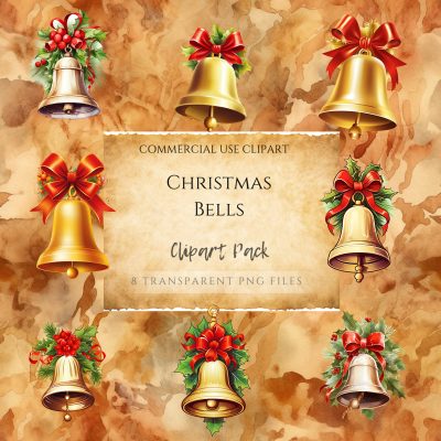 Christmas Bell Wreath Clipart - Seasonal Elegance