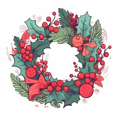 Vintage Christmas Wreath Illustrations - Classic Holiday Elegance - Image 3