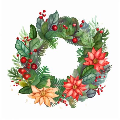 Vintage Christmas Wreath Illustrations - Classic Holiday Elegance - Image 5