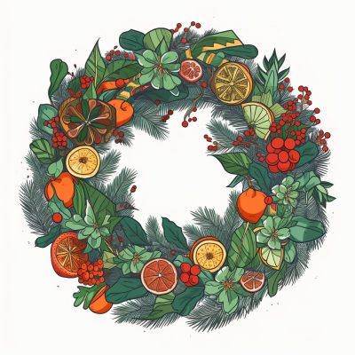 Vintage Christmas Wreath Illustrations - Classic Holiday Elegance - Image 2