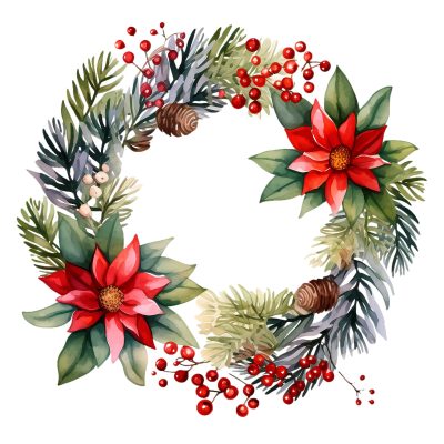 Evergreen Wreath Clipart - Timeless Holiday Charm