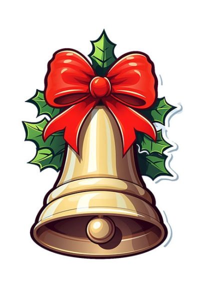 Christmas Bell Wreath Clipart - Seasonal Elegance - Image 2