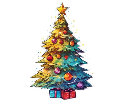 Holiday Cheer Tree Clipart for Decoupage