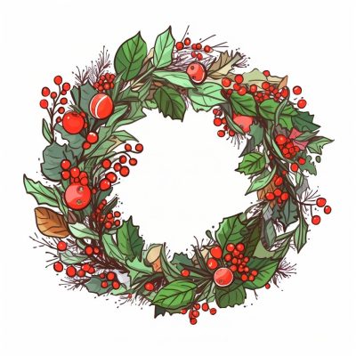 Rustic Wreath Clipart - Cozy Holiday Aesthetic - Image 2