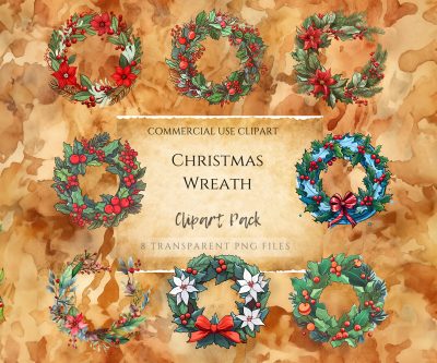 Rustic Wreath Clipart - Cozy Holiday Aesthetic