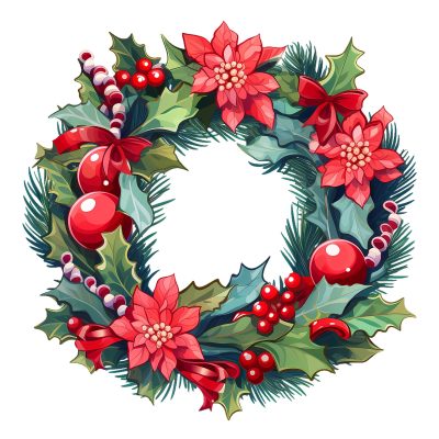 Jolly Holly Wreath Clipart - Festive Crafting Essentials