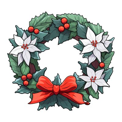 Christmas Joy Wreath Illustrations - Digital Design Assets