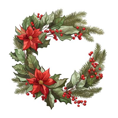 Deck the Halls Wreath Clipart - Christmas Design Set