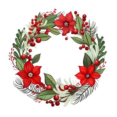 Candy Cane Wreath Illustrations for Festive Projects