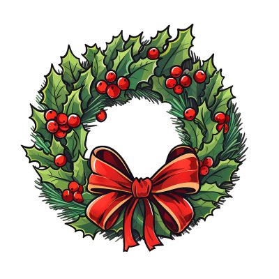 Poinsettia Wreath Clipart - Festive Floral Art