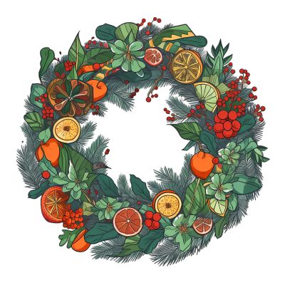 Mistletoe Wreath Illustrations - Christmas Romance