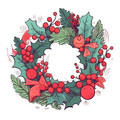 Christmas Bell Wreath Clipart - Seasonal Elegance