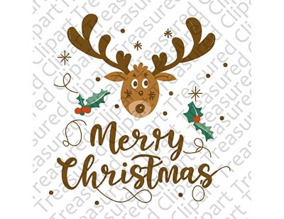 Festive Reindeer Illustration - Holiday Clipart PNG