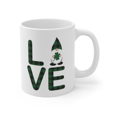 Gnome in Love - St. Patrick's Day Ceramic Mug 11oz - Image 3