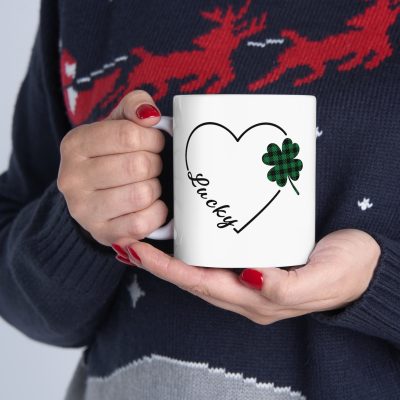 Heartfelt Luck Shamrock Ceramic Mug 11oz - Image 11