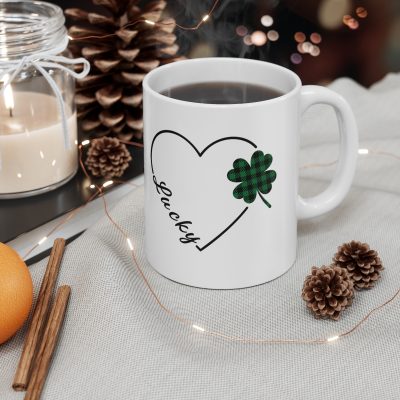 Heartfelt Luck Shamrock Ceramic Mug 11oz - Image 4