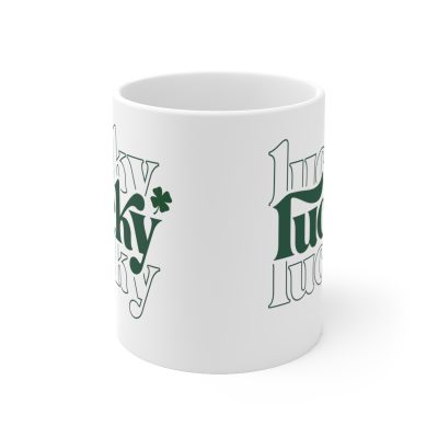 Triple Luck Typography Ceramic Mug 11oz - Image 2