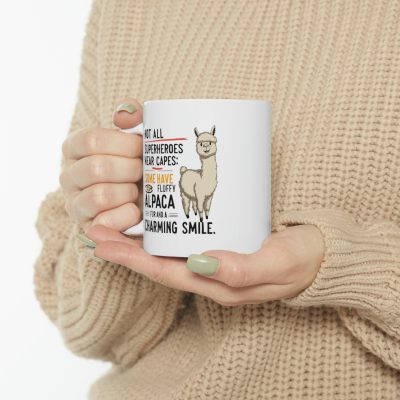 Alpaca Hero Smile Ceramic Coffee Mug 11oz - Image 11