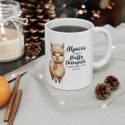 Fluffy Alpaca Therapy Mug Ceramic Mug 11oz - Image 6