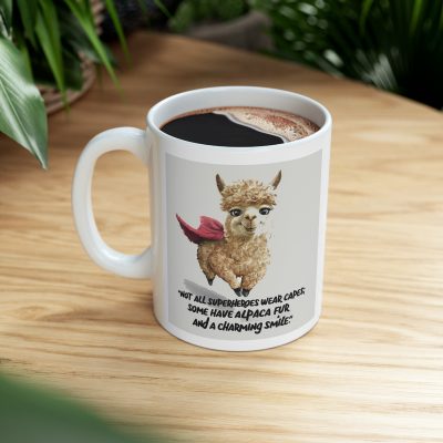 Caped Alpaca Crusader Ceramic Coffee Mug 11oz - Image 10