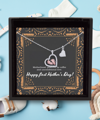 Caffeine & Cuddles: Celebrating New Mom Life Babyfeet Necklace - Image 4