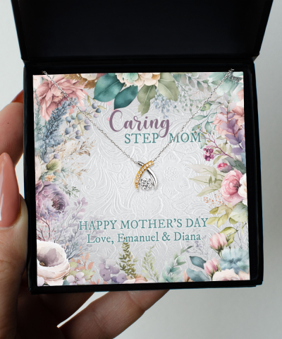 For Our Caring Step-Mom Wishbone Dancing Necklace - Image 7