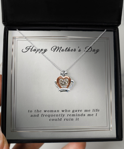 Lifesaver Love: A Mother's Caring Caution Crown Pendant Necklace - Image 8