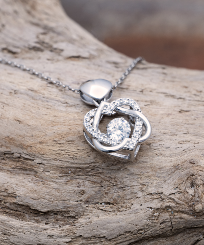 Personalized Happy Mother's Day Monogram Heart Knot Silver Necklace - Image 6