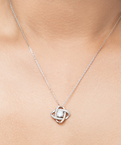 Personalized Mom You'll Always My Best-Tea Love Knot Rose Gold Necklace - Image 4